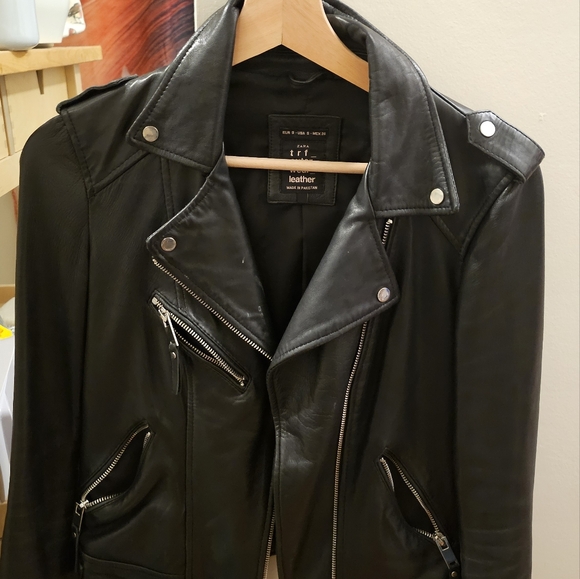 Size S Zara (genuine leather) bomber jacket. - Picture 1 of 5